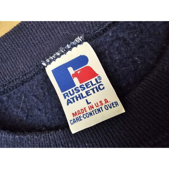 Vintage Russell Athletic Sweatshirt Large Blue Crew Neck Made in USA 90s - Picture 6 of 8